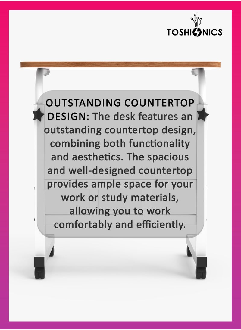 Upgraded Adjustable Laptop Desk – Sturdy Metal Base, Portable & Multi-Purpose Computer Table | Height Adjustable, Movable Overbed, Sofa, Coffee, Study, Workstation & Bedside Table for Home & Office