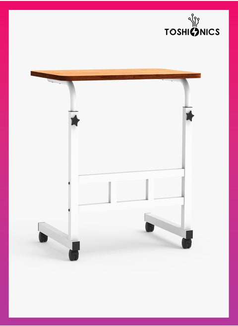Upgraded Adjustable Laptop Desk – Sturdy Metal Base, Portable & Multi-Purpose Computer Table | Height Adjustable, Movable Overbed, Sofa, Coffee, Study, Workstation & Bedside Table for Home & Office