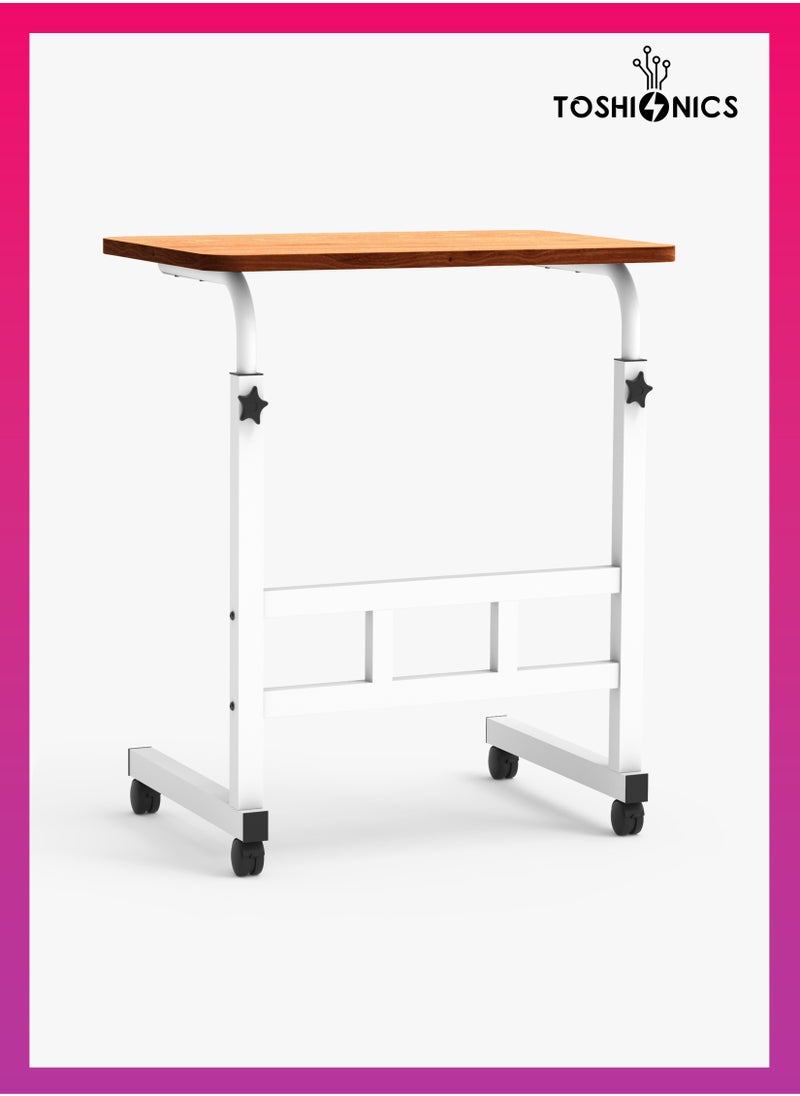 Upgraded Adjustable Laptop Desk – Sturdy Metal Base, Portable & Multi-Purpose Computer Table | Height Adjustable, Movable Overbed, Sofa, Coffee, Study, Workstation & Bedside Table for Home & Office