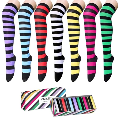 Zmart Women's Striped Thigh High Socks - Soft Knee High School Socks for Teen Girls - Image 1
