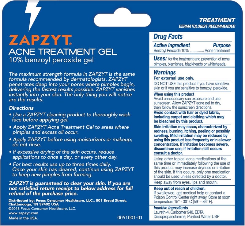 Zapzyt Maximum Strength Benzoyl Peroxide Acne Treatment Gel - 1oz - Image 2