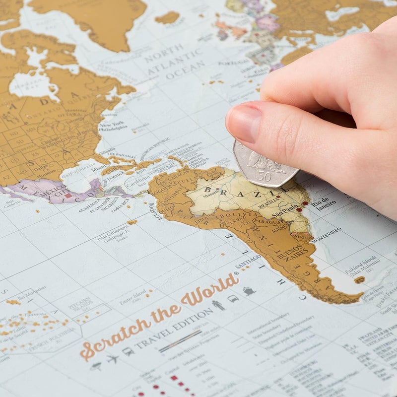 Maps International Scratch The World Travel Edition Map Print - 11.69 x 16.53 in - Image 3