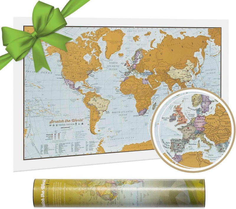 Maps International Scratch The World Travel Edition Map Print - 11.69 x 16.53 in - Image 1