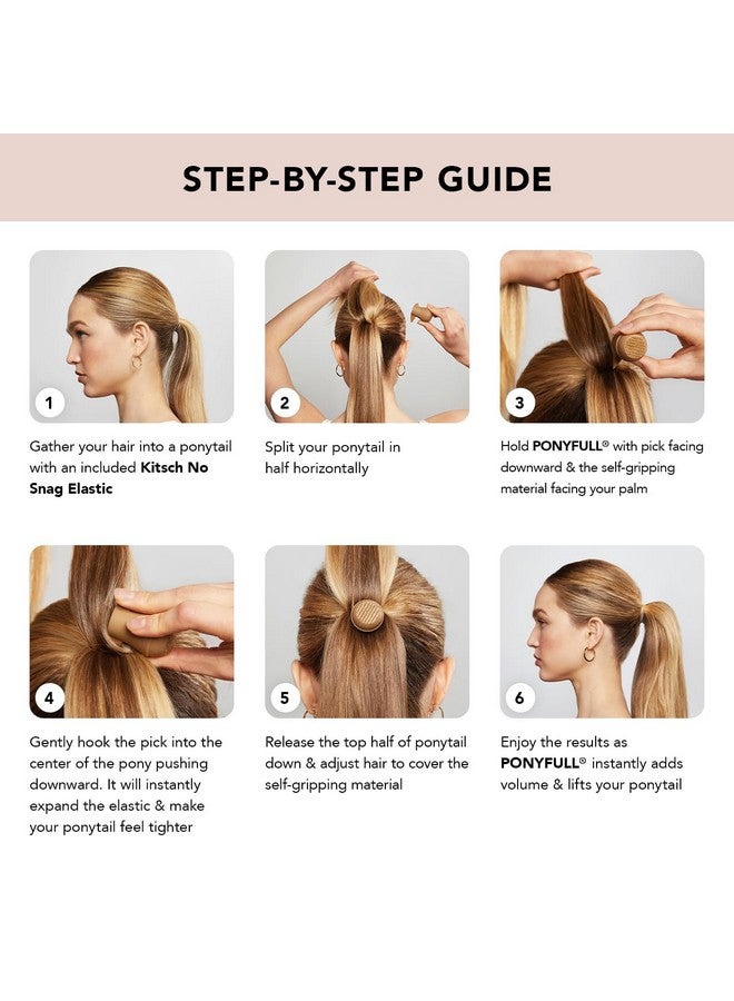 Kitsch PonyFull Blonde Hair Volumizing Tool - 1 Pc Hair Volume Enhancer that Instantly Lifts Your Ponytail - Ideal for Thin Hair and Cheer Ponytail Bump | Includes 3 No Snag Elastic Hair Ties - Image 4
