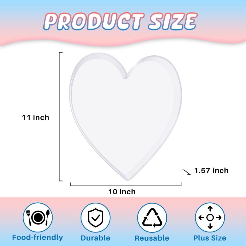 RUFHVTY 11" Acrylic Heart Shaped Charcuterie Board, Heart Plates for Dessert Appetizer Display, Love Serving Tray for Valentines Day Birthday Anniversaries Table Decorations Supplies - Image 2