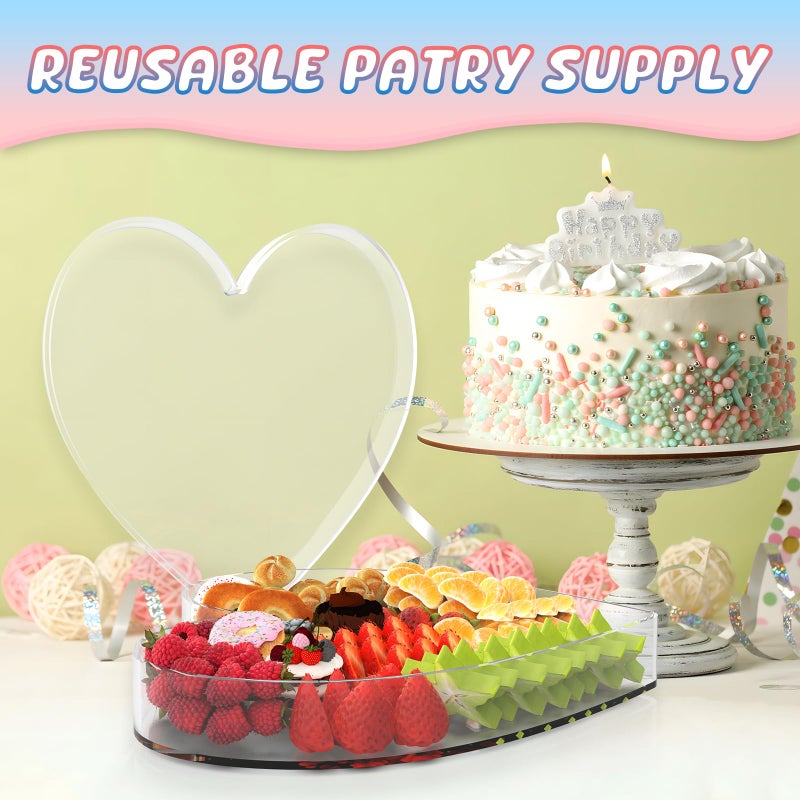 RUFHVTY 11" Acrylic Heart Shaped Charcuterie Board, Heart Plates for Dessert Appetizer Display, Love Serving Tray for Valentines Day Birthday Anniversaries Table Decorations Supplies - Image 5