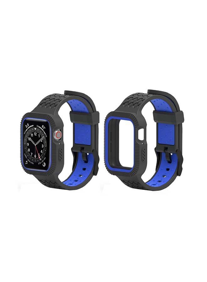 NIBEMINENT Braided Case Replacement Band For Apple Watch Series 6/SE/5/4 Black Blue
