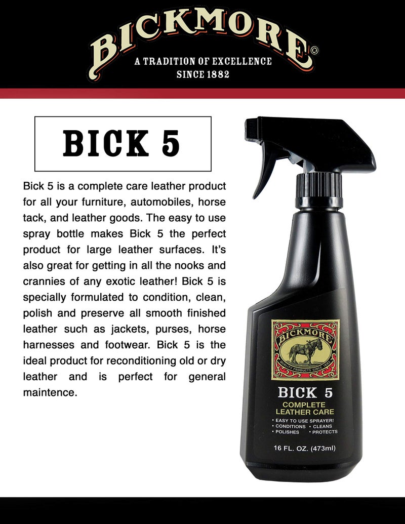 Bickmore Bick 5 Leather Cleaner & Conditioner 16oz Spray (2-Pack) Complete Leather Care - Image 3