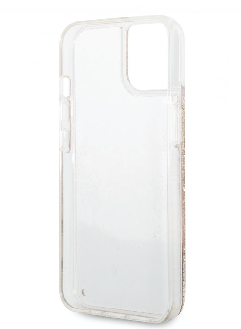 GUESS iPhone 14 Case Liquid Glitter Back Cover with Flower Pattern Extra Shine Smooth Touch Feel / Slim Profile / Easy Snap-On / Bumper and Scratch Protection- Gold - Image 5