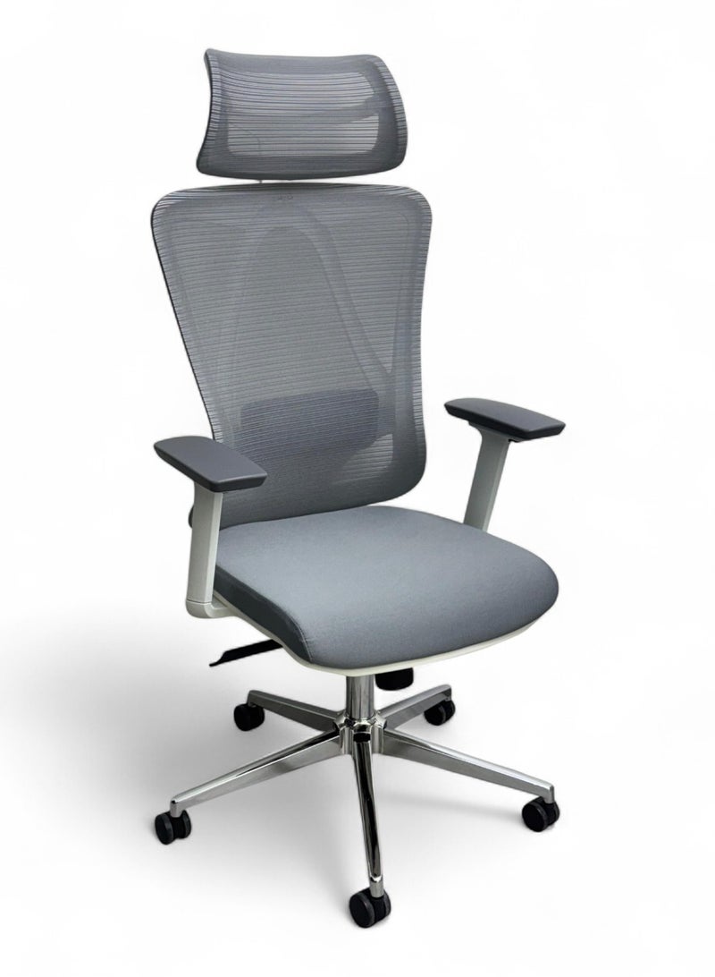 Wooden Twist Bareeq Executive Desk Chair Office Chair 360° Swivel with Lumbar Support (Grey)  - Image 3