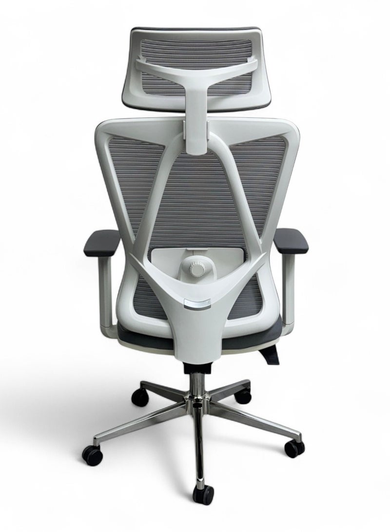 Wooden Twist Bareeq Executive Desk Chair Office Chair 360° Swivel with Lumbar Support (Grey)  - Image 4