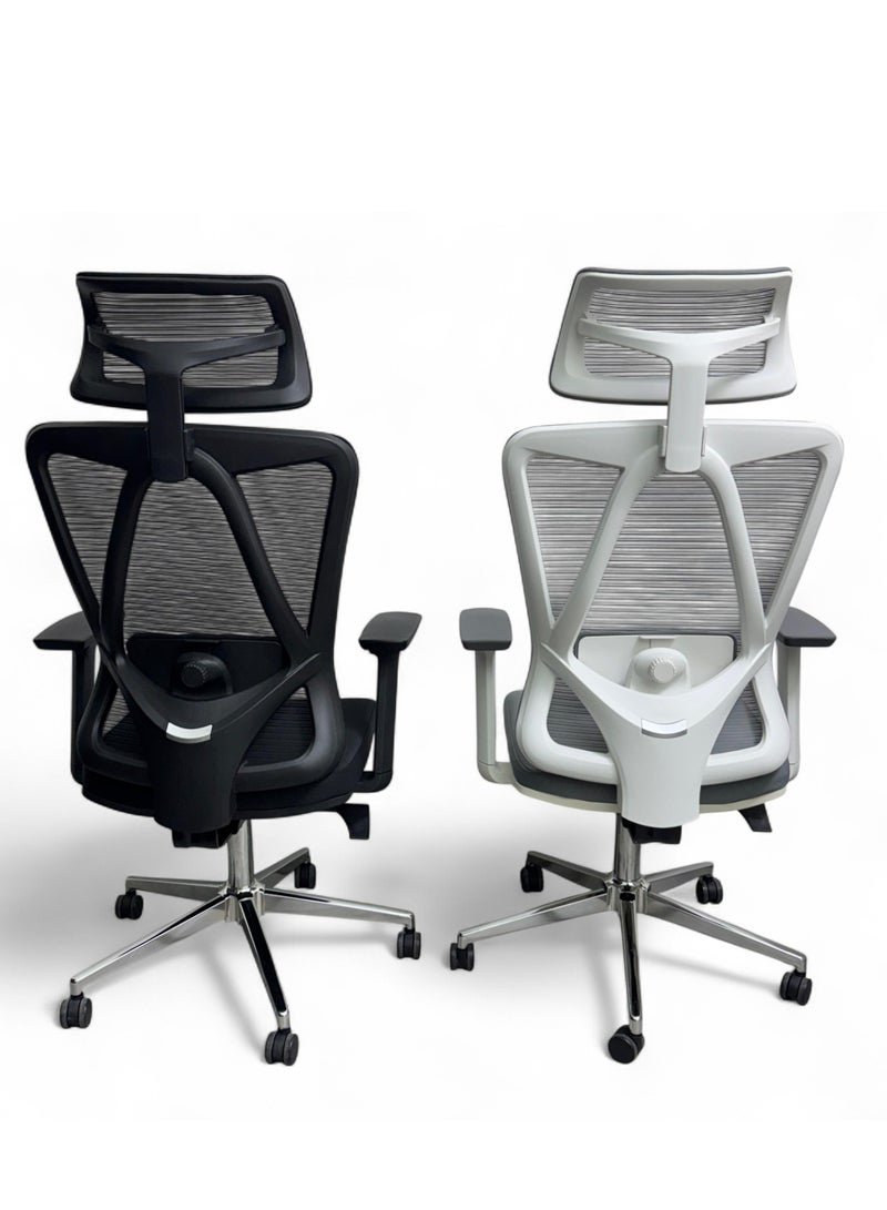 Wooden Twist Bareeq Executive Desk Chair Office Chair 360° Swivel with Lumbar Support (Grey)  - Image 5