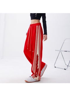 Generic 2024 Spring Red Loose Sweatpants Women Casual Embroidered Wide Leg Red 