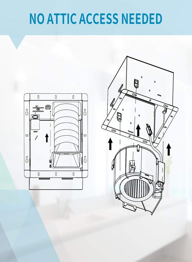 Tech Drive Bathroom fan 110 CFM, 1.2Sone No Attic access Needed Installation,Very Quiet Bath Ventilation and Exhaust Fan, Ceiling Mounted Fan,White Plastic Grille - Image 5