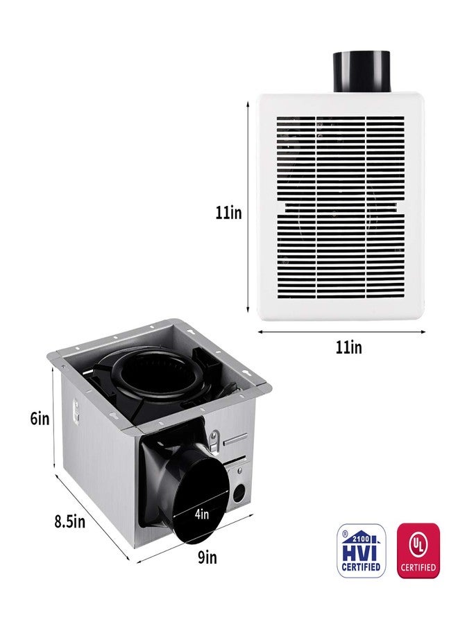 Tech Drive Bathroom fan 110 CFM, 1.2Sone No Attic access Needed Installation,Very Quiet Bath Ventilation and Exhaust Fan, Ceiling Mounted Fan,White Plastic Grille - Image 3