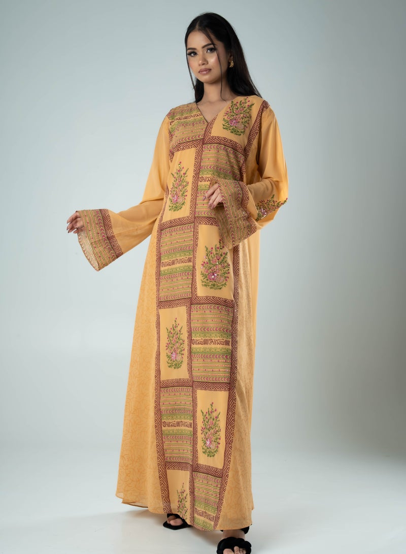 AINSIABI Ayka Beige Embroidered kaftan for Women | Modest Kaftan Islamic Dress | Luxury Muslim Wear for Ramadan, Eid, Weddings & Special Events - Image 1