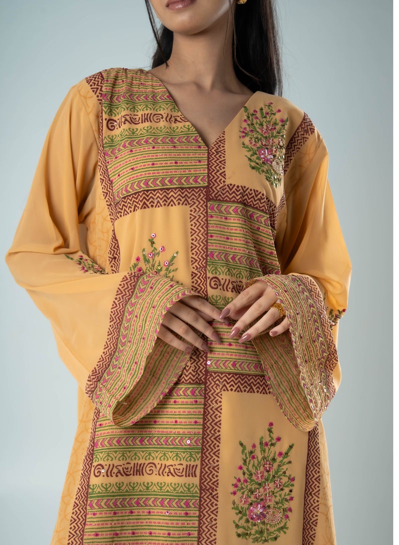AINSIABI Ayka Beige Embroidered kaftan for Women | Modest Kaftan Islamic Dress | Luxury Muslim Wear for Ramadan, Eid, Weddings & Special Events - Image 3
