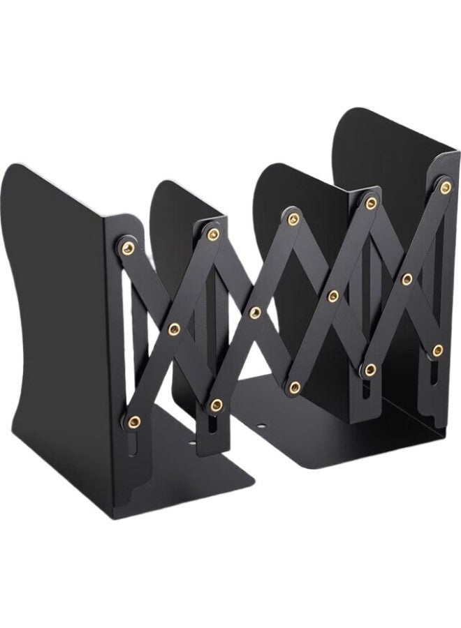 Jiamo Extendable Bookend Desk Organizer, Foldable Book Holder, Bookshelf, Bookend, Creative Storage Solution For Students, Classic Black [Large Size] - Image 2