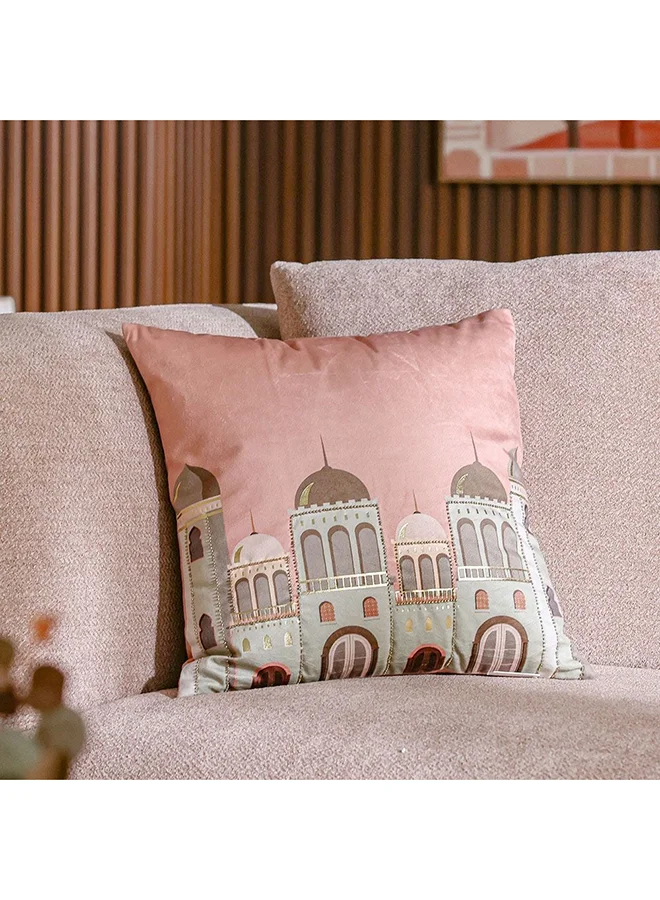 DANUBE HOME Danube Home Gleam Velvet Cushion Cover - Rose Dawn - 45x45 cm | Velvet Couch Pillow Cover For Living Room, Bed Room