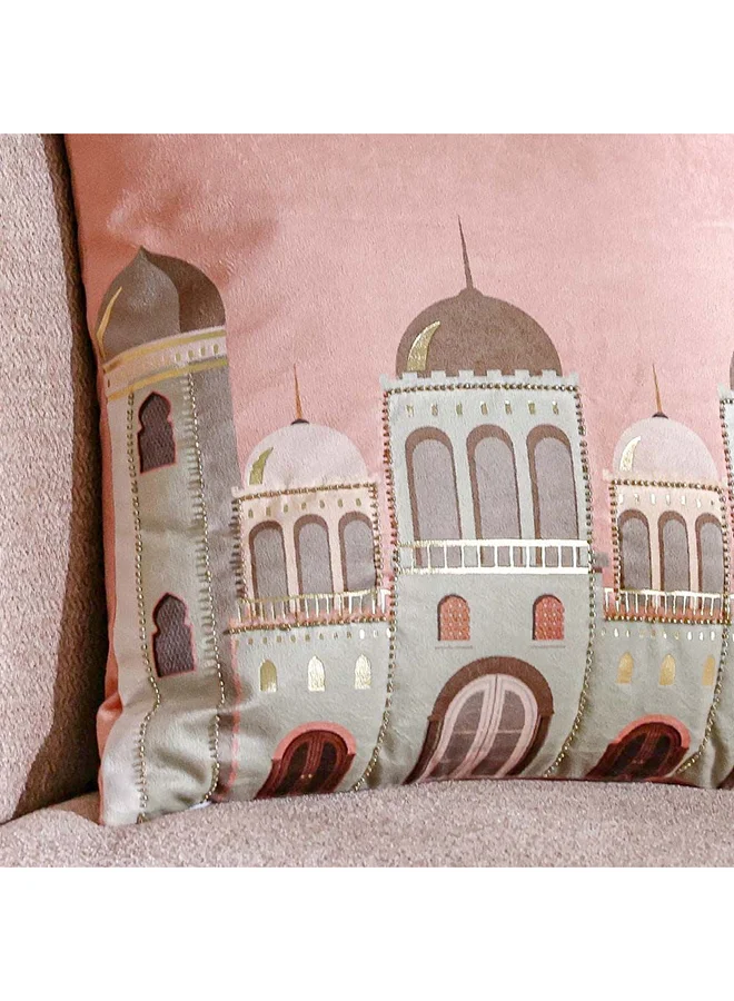 DANUBE HOME Danube Home Gleam Velvet Cushion Cover - Rose Dawn - 45x45 cm | Velvet Couch Pillow Cover For Living Room, Bed Room