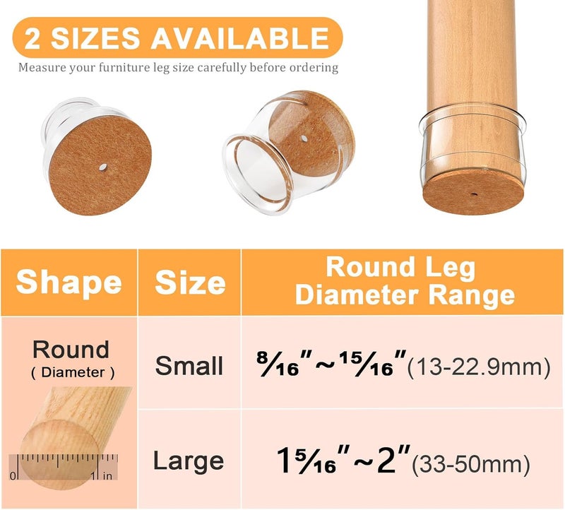 Rusido Chair Leg Floor Protectors Round, Silicone Chair Leg Protectors for Hardwood Floors, Chair Leg Caps Covers Protect Wooden Floors from Scratching 20 Pcs Large (Fit:1-5/16" to 2") - Image 4