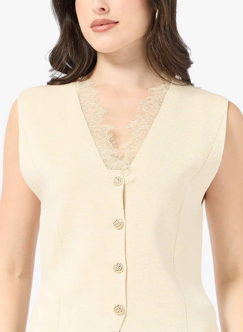 Ella  Vest With Lace Trim for Women | Best Price UAE