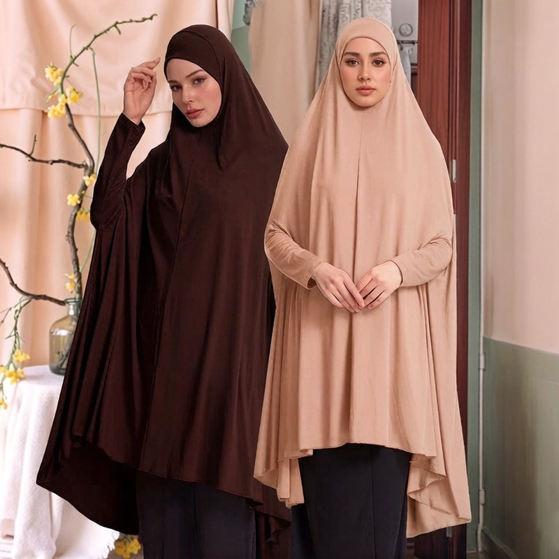 Women's Solid Color High Stretch Poncho Cape with Elastic Cuffs - Image 1