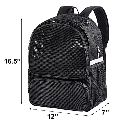 COVAX Mesh Backpack, Mesh School Bookbag for Girls Boys, Semi-transparent net Black Pack for Gym, Work, Sports, Travel - Image 3
