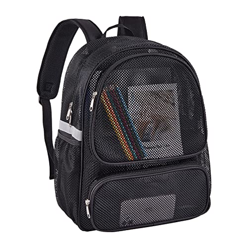 COVAX Mesh Backpack, Mesh School Bookbag for Girls Boys, Semi-transparent net Black Pack for Gym, Work, Sports, Travel - Image 1