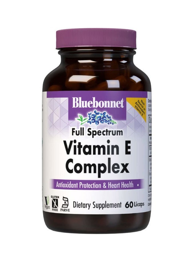 Bluebonnet مجمع فيتامين E الطبيعي الكامل الطيف من بلو بونيت - 60 كبسولة ليتشابس - Image 1