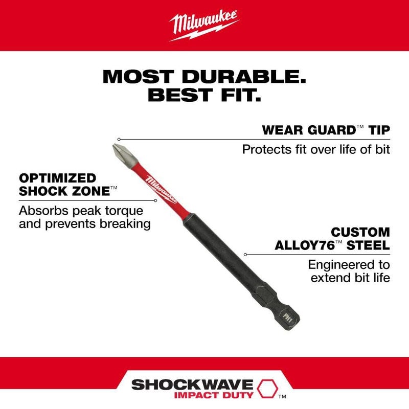 Milwaukee Electric - Shockwave Impact Duty. Magnetic Attachment and PH2 - Image 3