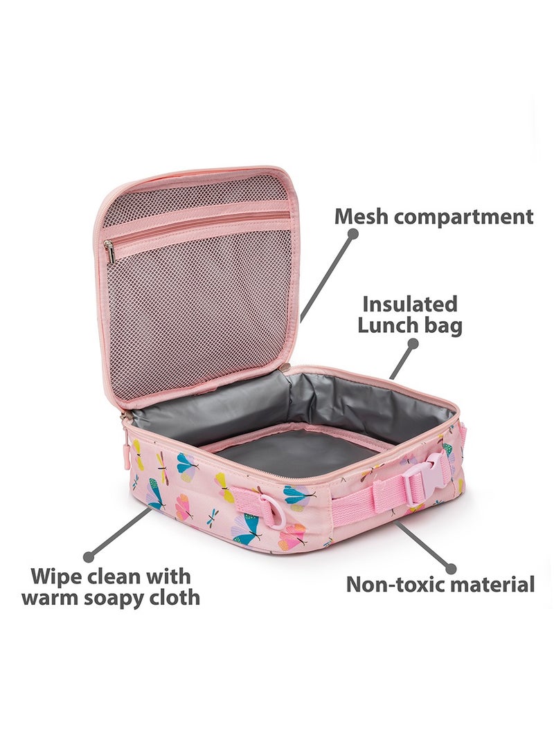 Bamboo Bark Butterfly print insulated Lunch Bag with 3 carrying options - Image 2