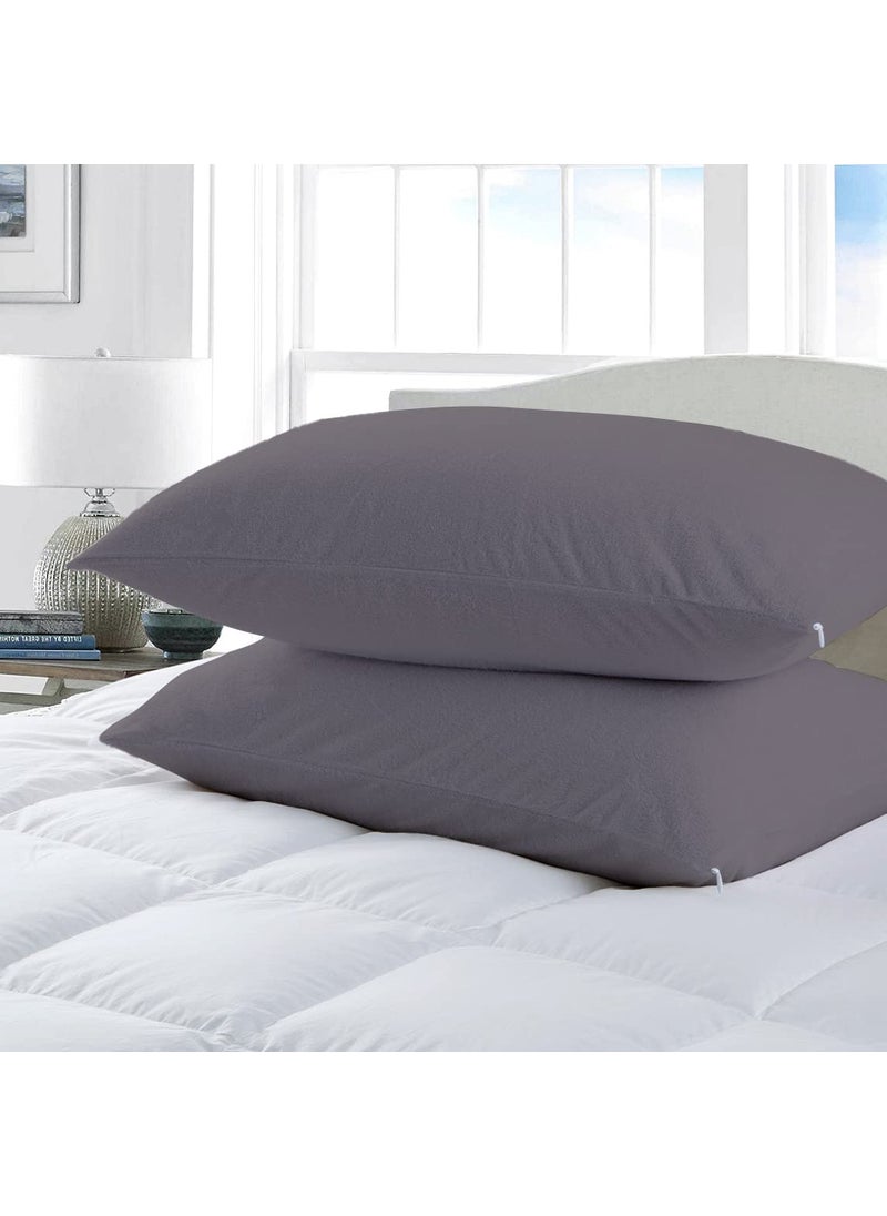 RELEIFE RELEIFE 100 Waterproof Terry Cotton Zippered Pillow Protector Covers Encasement Case Pack of 4 16 x 24 inch Grey  - Image 3