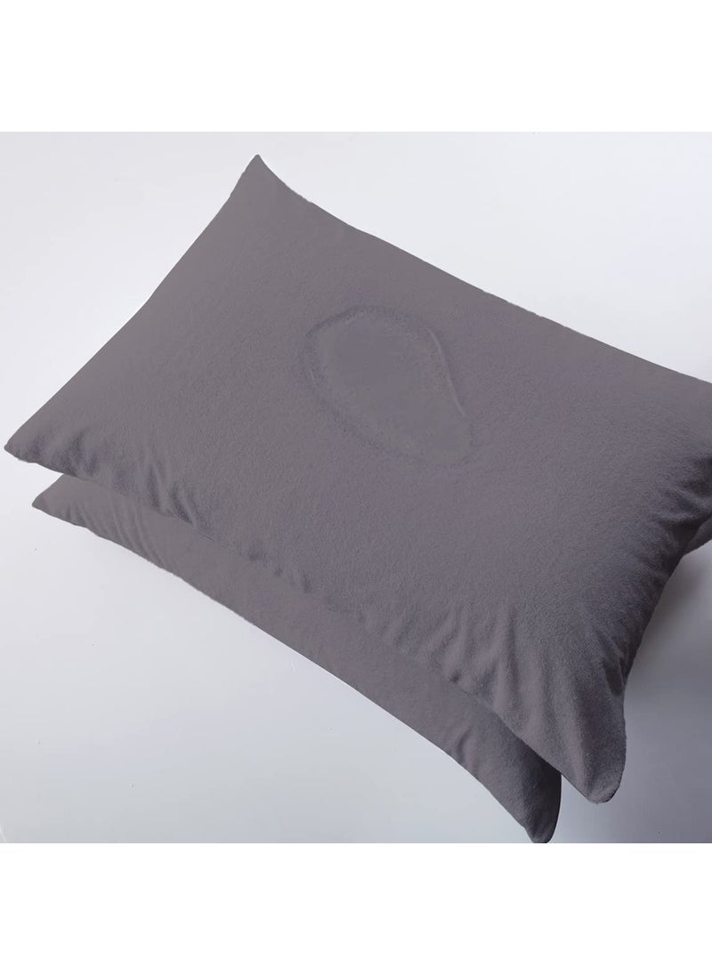 RELEIFE RELEIFE 100 Waterproof Terry Cotton Zippered Pillow Protector Covers Encasement Case Pack of 4 16 x 24 inch Grey  - Image 2