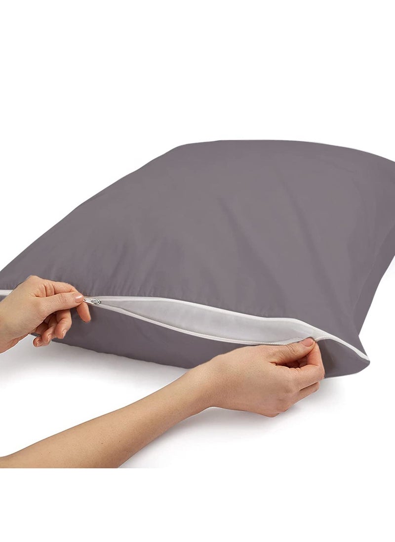 RELEIFE RELEIFE 100 Waterproof Terry Cotton Zippered Pillow Protector Covers Encasement Case Pack of 4 16 x 24 inch Grey  - Image 4