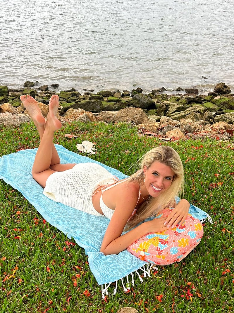 Ballast Beach Pillow – Comfy, Durable & Compact, Stays Put on Windy Beaches with Patented Sand Pouch, Inflatable Pillow for Beaches, Pools, Camping, Festivals and Travel (Retro Floral) - Image 2