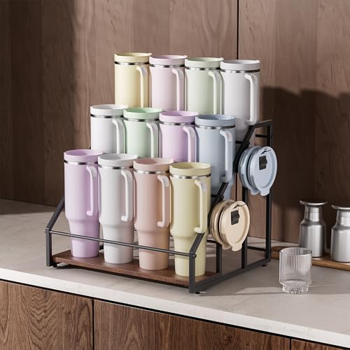 MOJOHAND Water Bottle Organizer for Full Stanley and Others Large Tumbler Organization Pantry Kitchen Organizers and Storage for Cup Accessories Water Bottle Holder Wine Rack 3 Tier Hold 12 - Image 3
