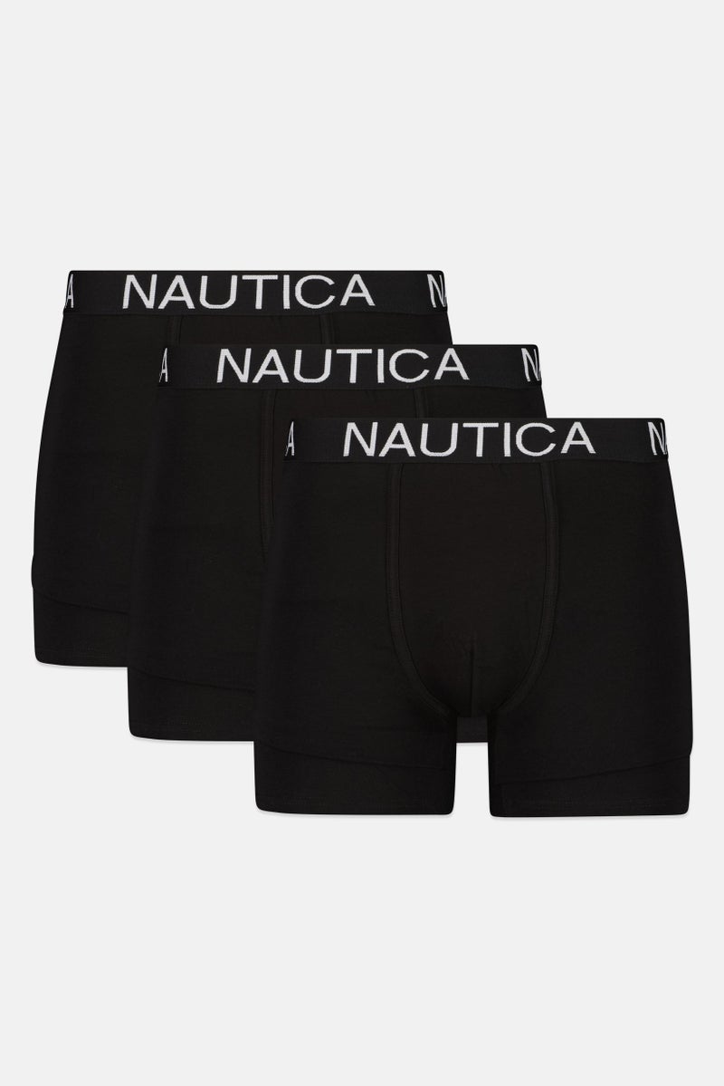 NAUTICA Men 3 Pcs Brand Logo Boxer, Black - Image 1