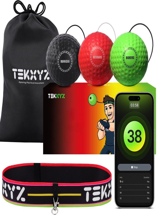 TEKXYZ® Reflex Ball with Counter App | Online Community for Boxing Ball, Perfect for Reaction, Agility, Punching Speed, Fight Skill and Hand Eye Coordination | Stocking Stuffer Gift for All Ages - Image 1