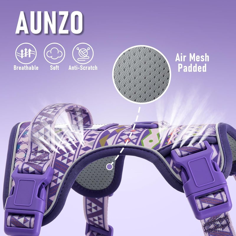 AUNZO Adjustable Extra Large Dog Vest Harness No-Pull Easy Walking, Cute Pet Harness with Tribal Pattern Breathable Oxford Material 2 Leash Clips and 3 Buckles, German Shepherd, Rottweiler, XL Size - Image 4