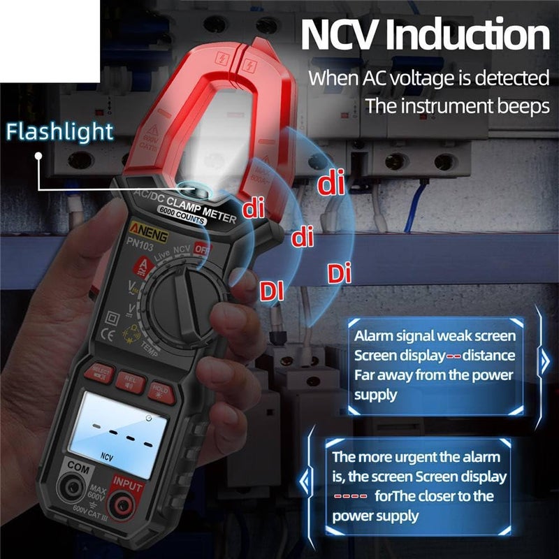 PN103 Digital Clamp Meter True RMS 6000 Counts AC DC Current Voltage Tester Auto Ranging Multimeter - Image 4