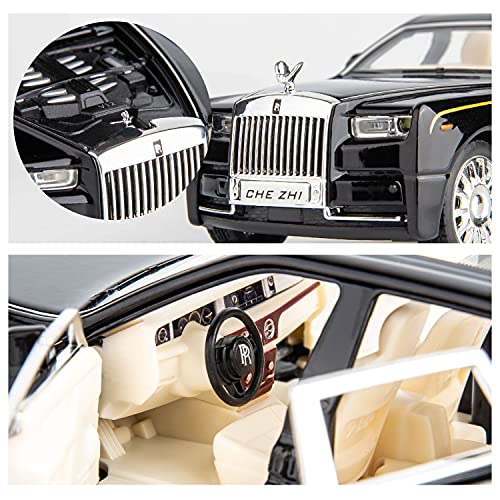 BDTCTK 1/32 Rolls-Royce Phantom Model Car,Zinc Alloy Pull Back Toy car with Sound and Light for Kids Boy Girl Gift (Black) - Image 3