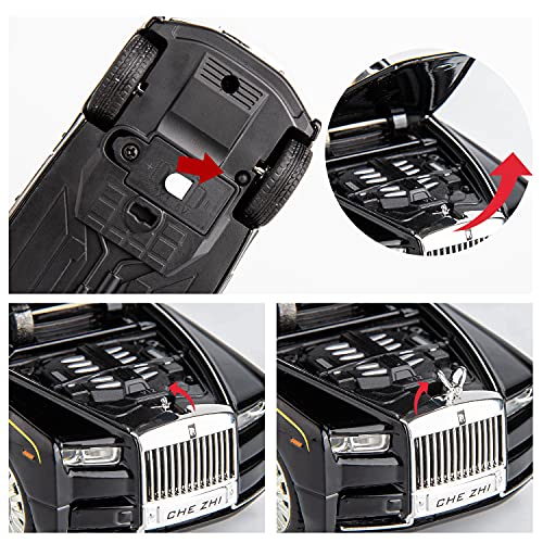 BDTCTK 1/32 Rolls-Royce Phantom Model Car,Zinc Alloy Pull Back Toy car with Sound and Light for Kids Boy Girl Gift (Black) - Image 2