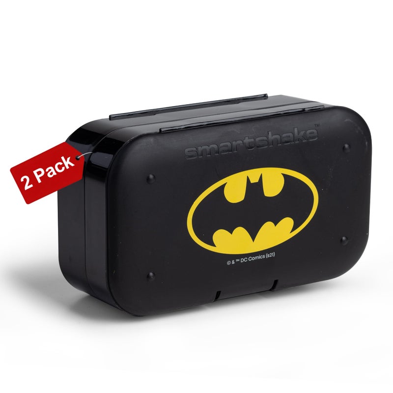 Smartshake DC Comics Pill Box Organizer (Pack of 2) Portable Size, BPA Free - Medicine Storage Box for Daily Use - 7-Day Portable Pill case for Travel, Vitamin, and Supplement (Batman) - Image 1