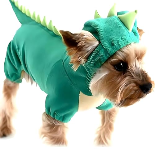 Hotumn Dinosaur Dog Halloween Costume Pet Dino Hoodie for Small Dogs (Large, Green) - Image 1