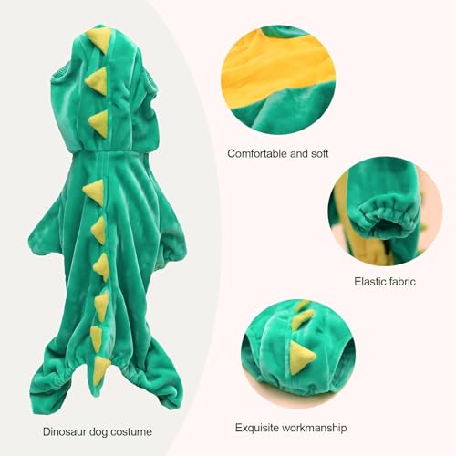 Hotumn Dinosaur Dog Halloween Costume Pet Dino Hoodie for Small Dogs (Large, Green) - Image 2