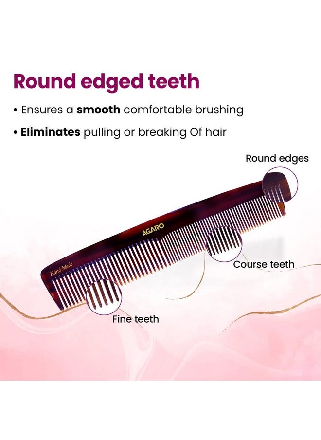 AGARO AGARO Hand Made Comb, Dressing Comb with Wide & Thin Tooth, Smooth Rounded Teeth, Hair Styling, Grooming, Hair Brushing, Hair Dressing, Cellulose Acetate Comb, For Men & Women, HMC78, Brown.  - Image 3