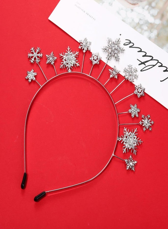 CEALXHENY Holiday Christmas Snowflake Headband for Women - Rhinestone Crystal Hairband Tiara Party Favors (A - Snowflake 6) - Image 5