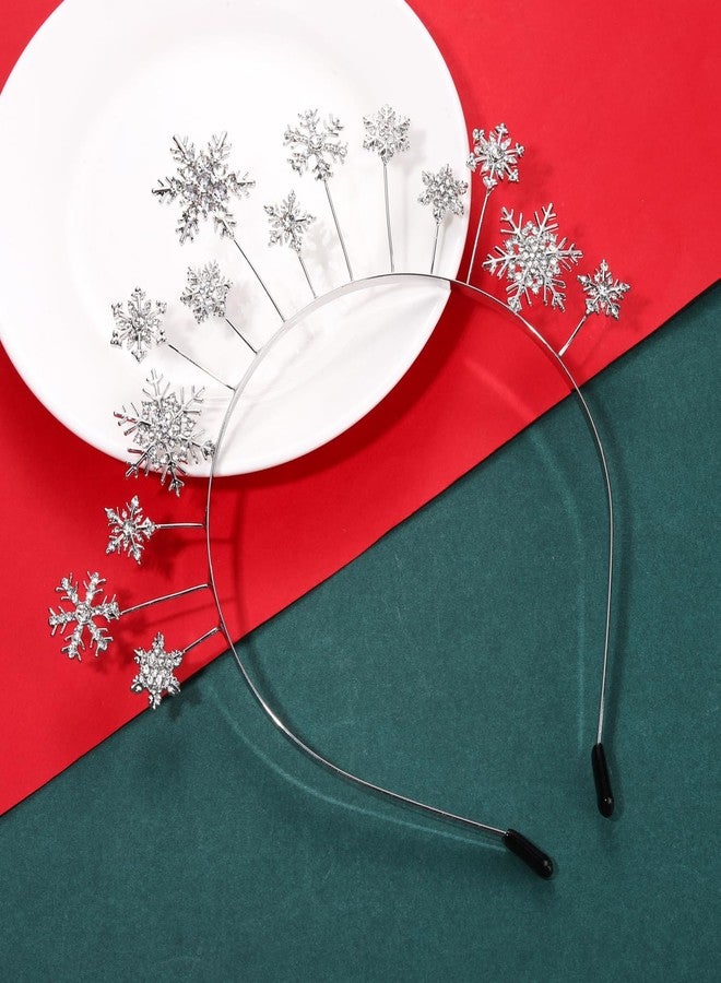 CEALXHENY Holiday Christmas Snowflake Headband for Women - Rhinestone Crystal Hairband Tiara Party Favors (A - Snowflake 6) - Image 3