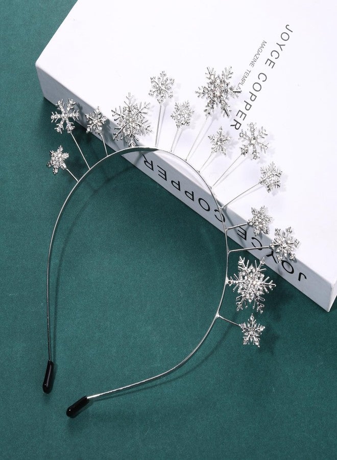 CEALXHENY Holiday Christmas Snowflake Headband for Women - Rhinestone Crystal Hairband Tiara Party Favors (A - Snowflake 6) - Image 2